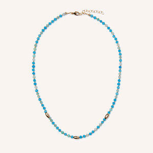 Isla necklace featuring amazonite, aquamarine and quartz stones