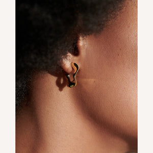 C.W. James Rainbow earrings goldtone brass on model