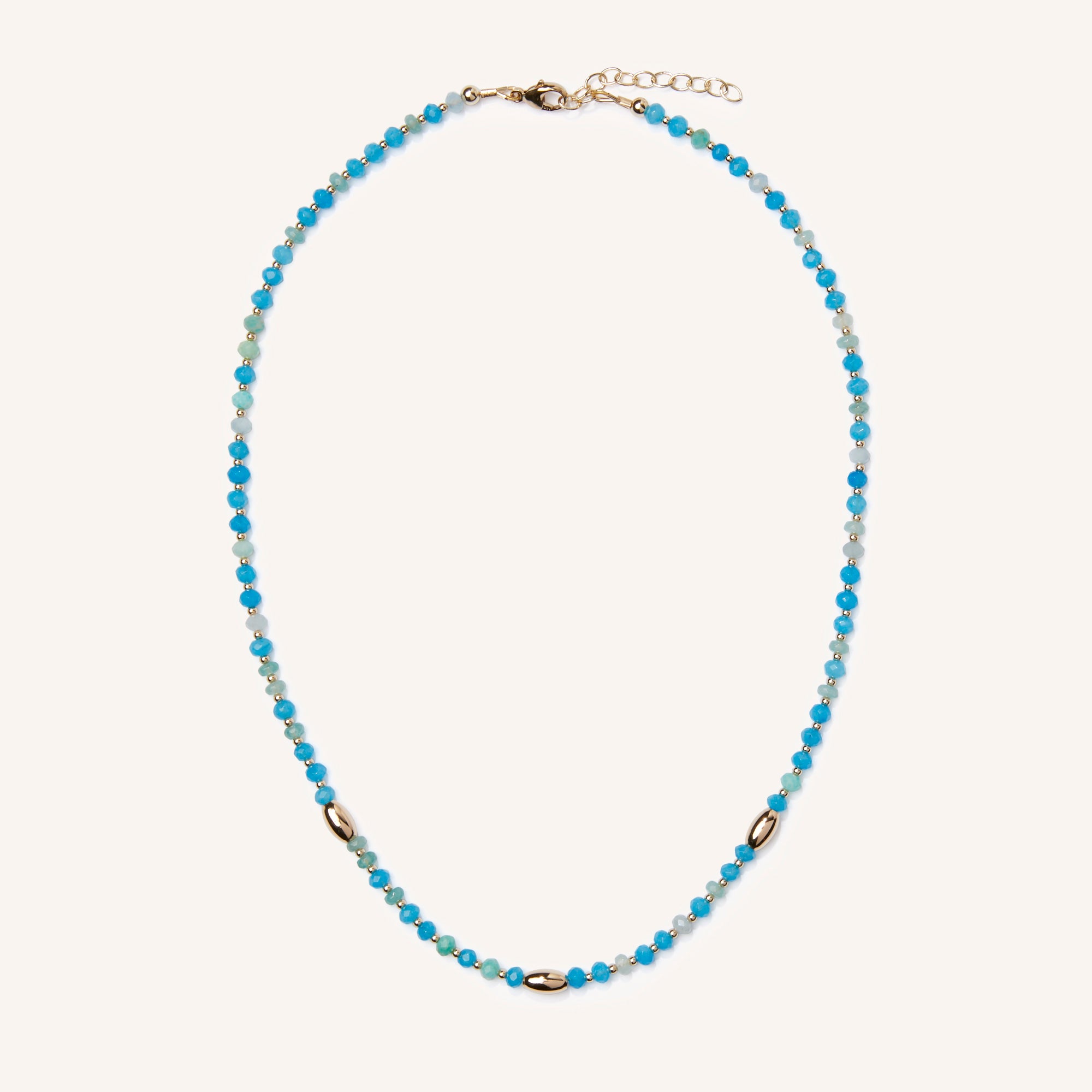 Isla necklace featuring amazonite, aquamarine and quartz stones